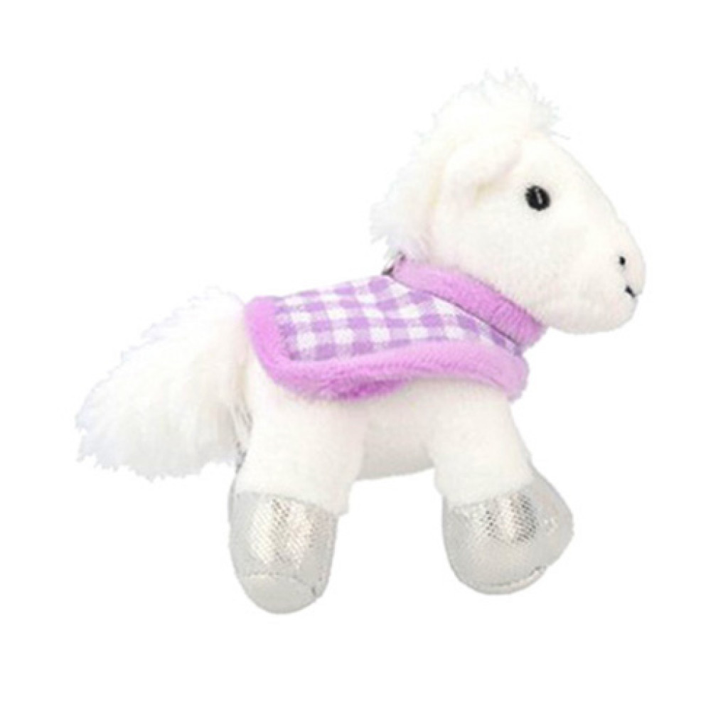 Miss Melody ASST | Plyšový prívesok na kľúče v tvare koňa - Biely s fialovou dečkou